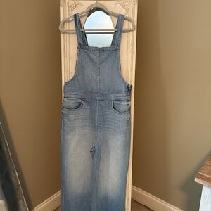 MOTHER Light Blue Denim Wide-Leg Overalls